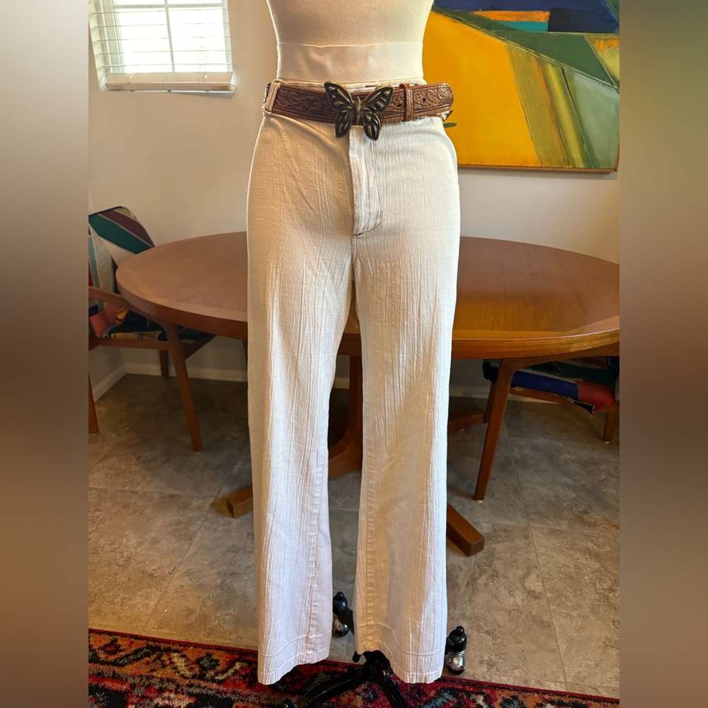 Vintage 70s Dittos Cream Textured Fabric Pants